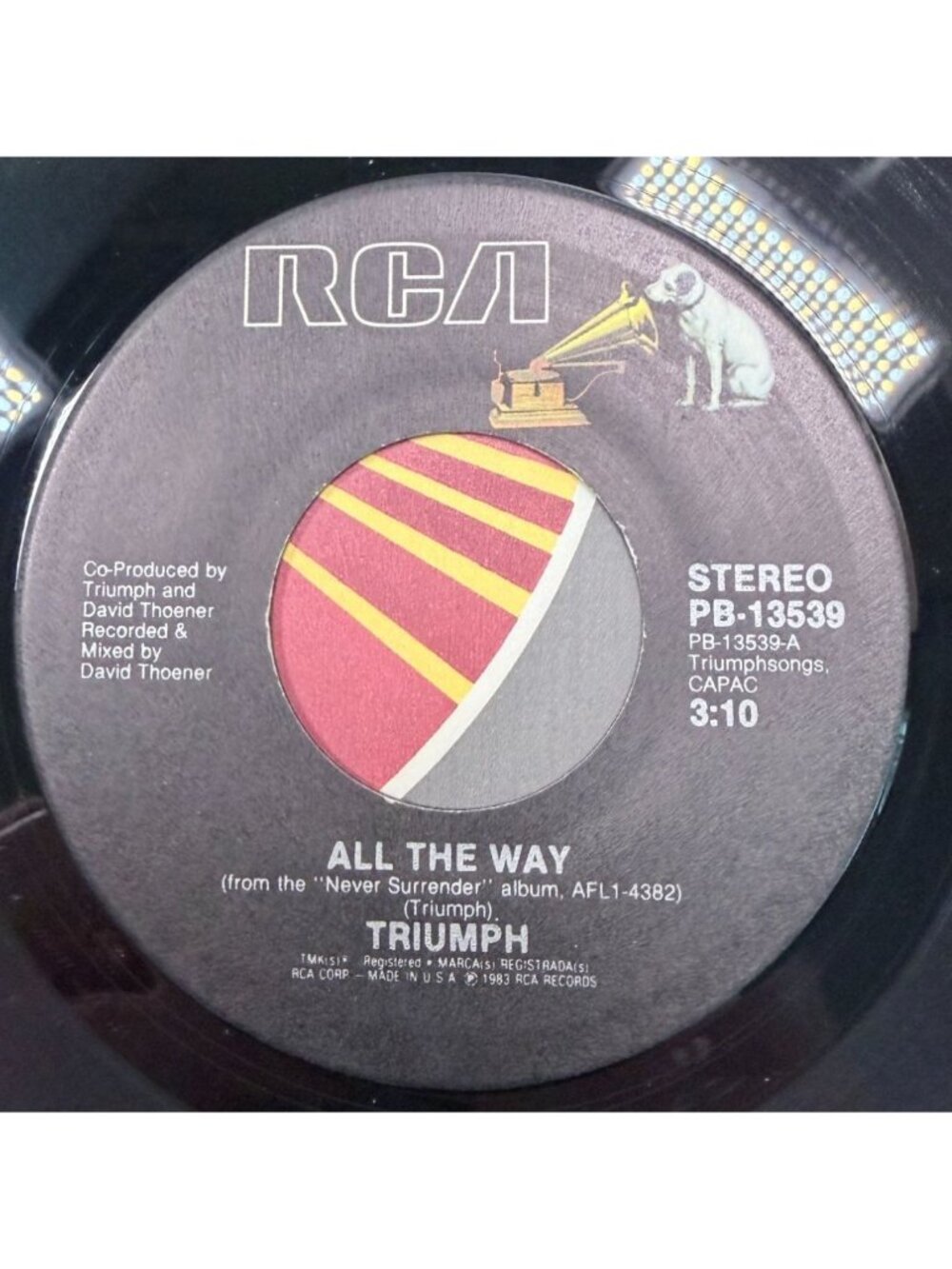 Triumph All the Way / Battle Cry 45 Vinyl 1980s Hard Rock RCA